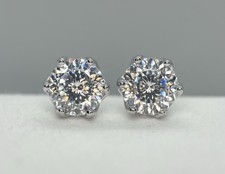 2Ct Russian Cut Moissanite Stud Earrings 925 Sterling Silver Ethical Diamonds