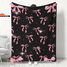 VIKAMA Valentine'S Day Black Pink Bow Cover Blanket Flannel Sofa Blanket Best Fr