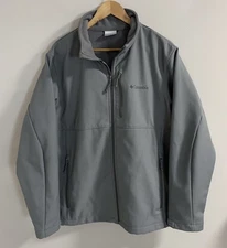 Columbia Ascender Softshell Jacket Mens L Gray Fleece Lined Full Zip Winter