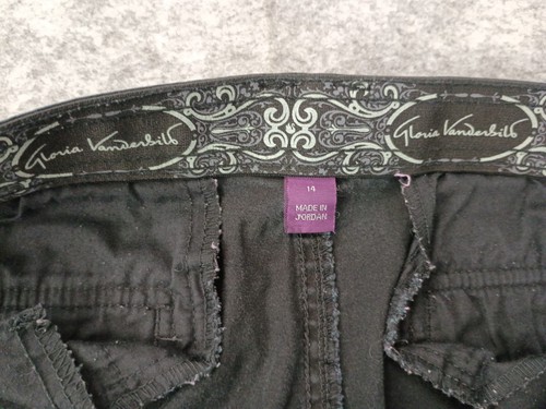 Pantalones informales clásicos de sarga negra de pierna recta Gloria Vanderbilt para mujer talla 14 - Imagen 7 de 11