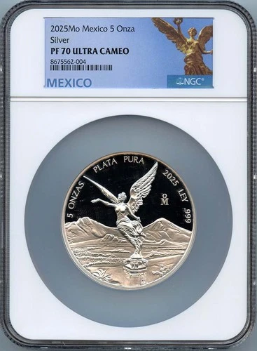 2025 Mo Mexico 5 Onza Libertad Silver NGC PF70UC Low Mintage 400
