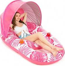 Pool Float with Canopy - Inflatable Pool Floaties Adult Lounger Floats Raft Floa