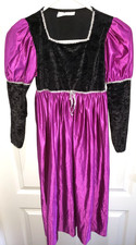 girls MEDIUM PURPLE BLACK HALLOWEEN WITCH DRESS COSTUME VELVET CHEST AREA NICE 