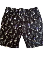 Polo Golf Ralph Lauren Shorts Men's 35 Black Purple White Dog Walker Loud Print