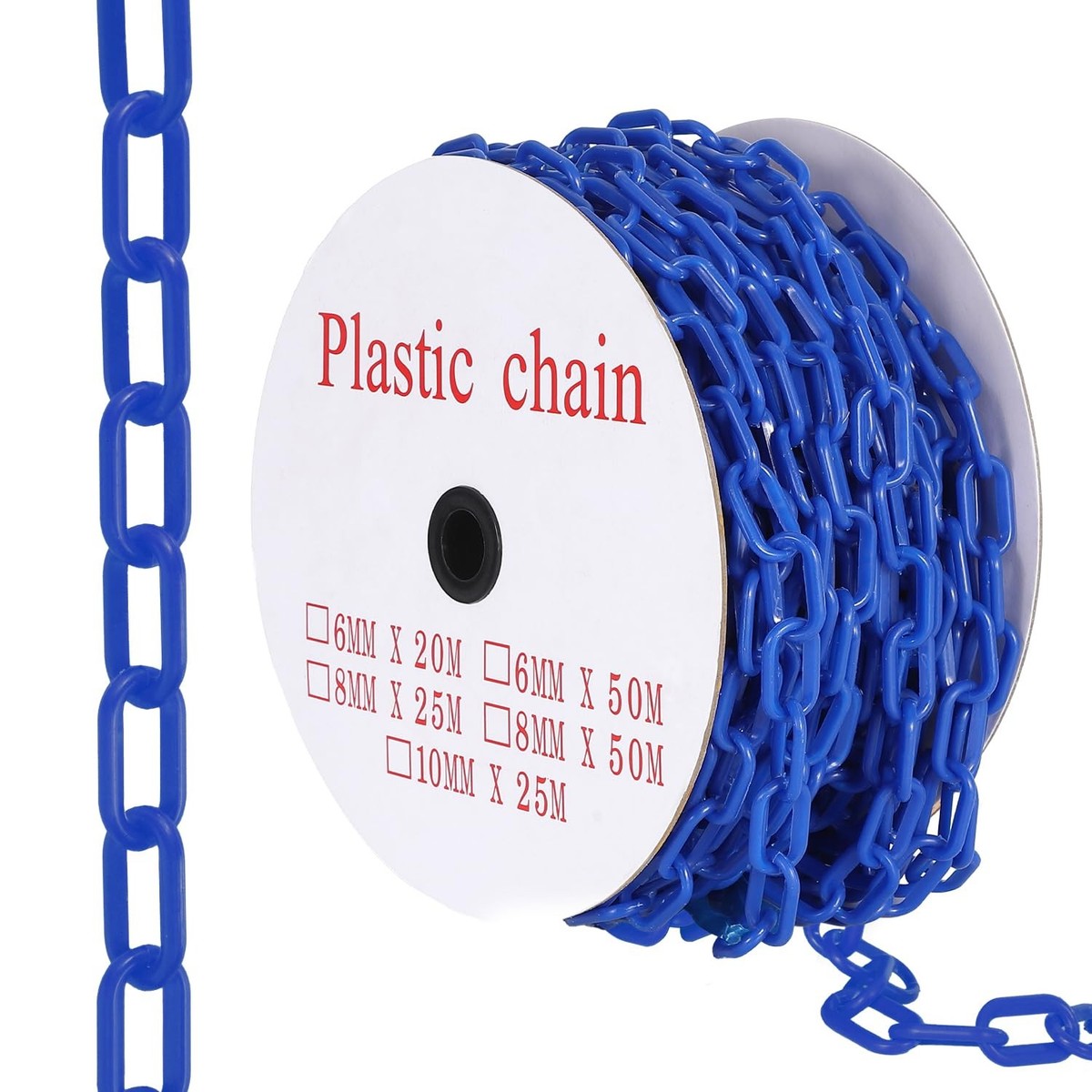 240FT Plastic Safety Chain 1.5in Links 6mm Thick included 50 Hooks