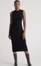 Quince 100% Mongolian Cashmere Sleeveless Midi Knit Sweater Dress Black XS NWT