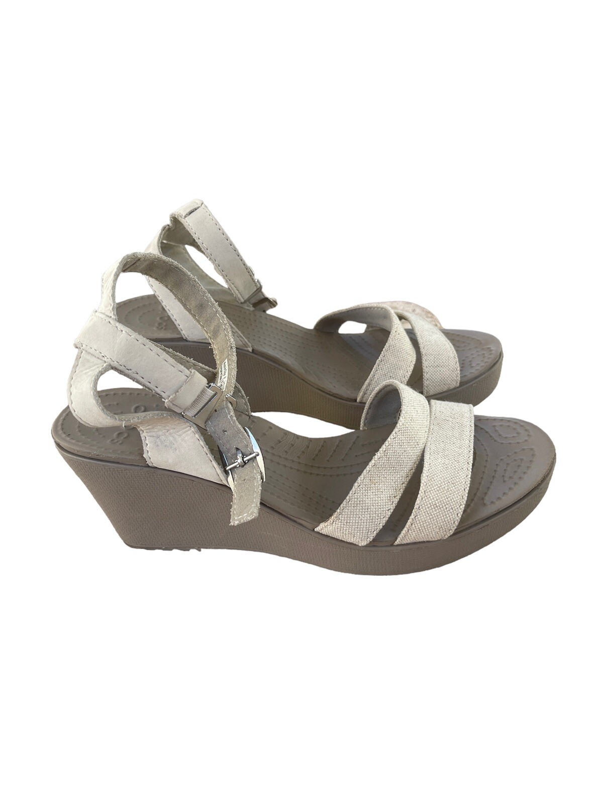 Crocs Leigh II Size W 9 Dual Comfort Sandals Beige-Brown Wedge Heel Women's  – ASA College: Florida