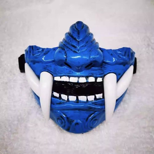 Prajna Devil Half Face Mask Halloween Prop Hannya Noh Kabuki Demon Oni Samurai - Picture 7 of 19
