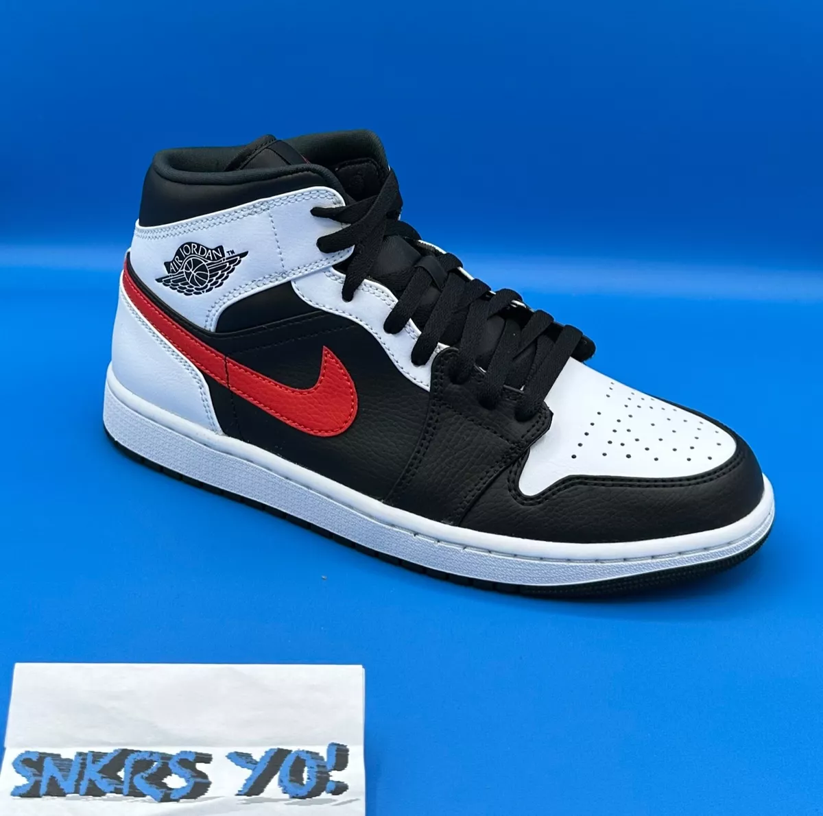 Air Jordan 1 Mid White Black Red 554724-075