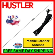 Hustler MOR-B VHF/UHF Mobile Scanner Antenna BNC Male Connect + Coax RG58 Cable