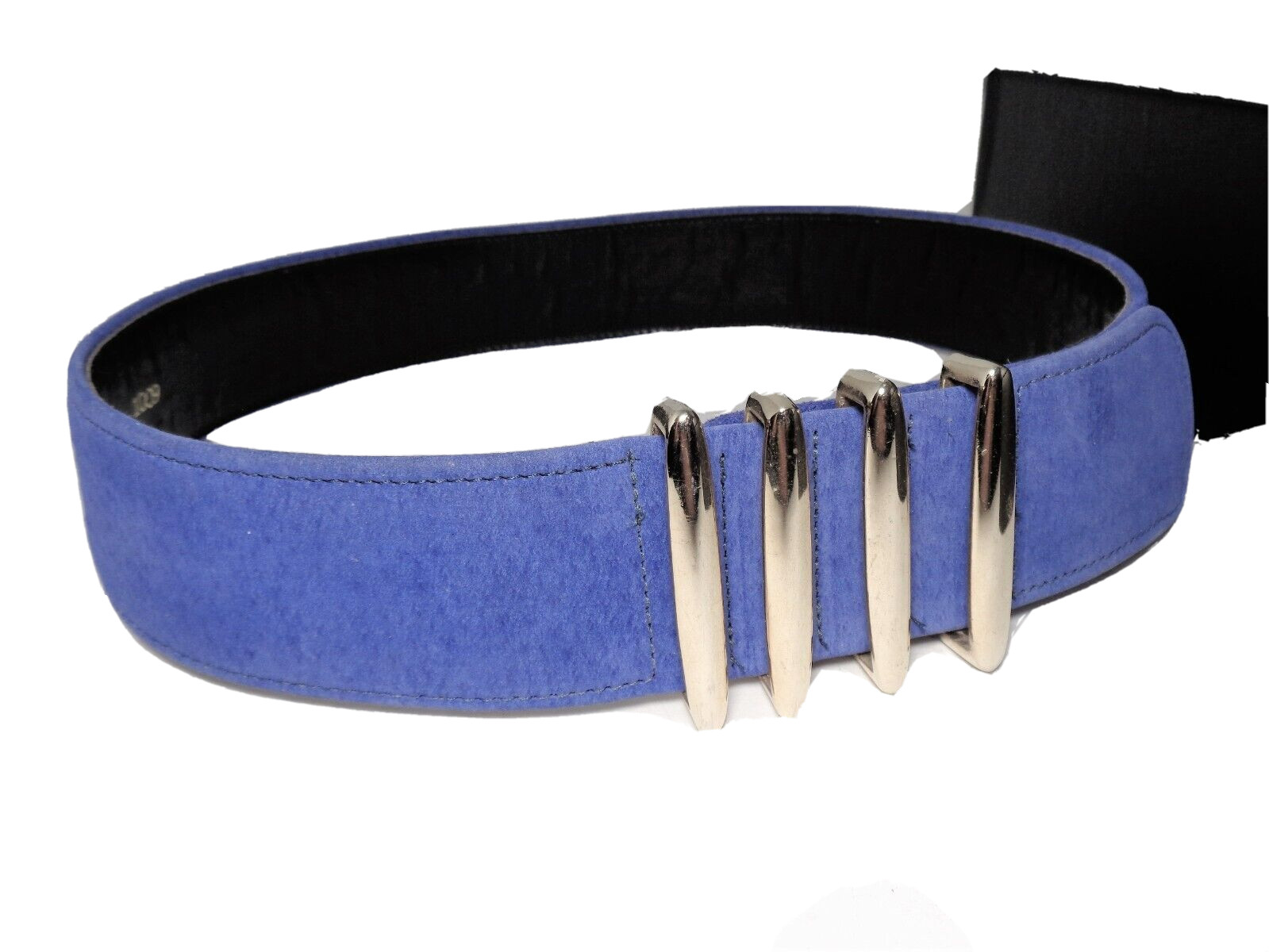 Rare Womens Designer Blue Suede Texture Wide Waist Belt for Dresses Size M image 3
