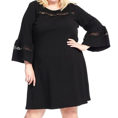 Gabby Skye black shift dress with lace sleeve and bodice panels Size 18W  EUC | eBay