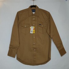 Wrangler NWT Cowboy Cut Button Down Shirt Medium Pearl Snap Light Brown Western