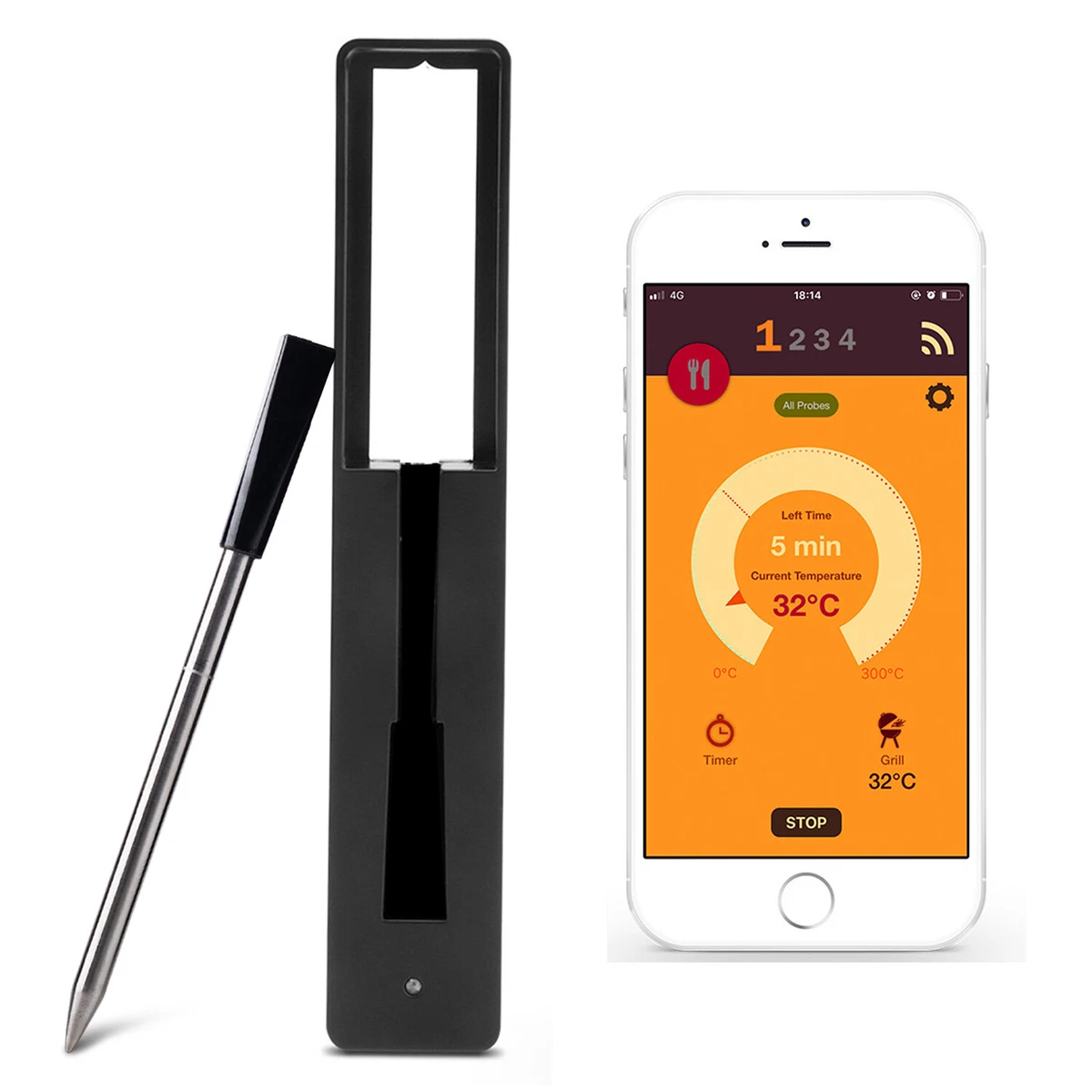 Bluetooth Wireless Food Thermometer Kitchen Bbq Probe Meat