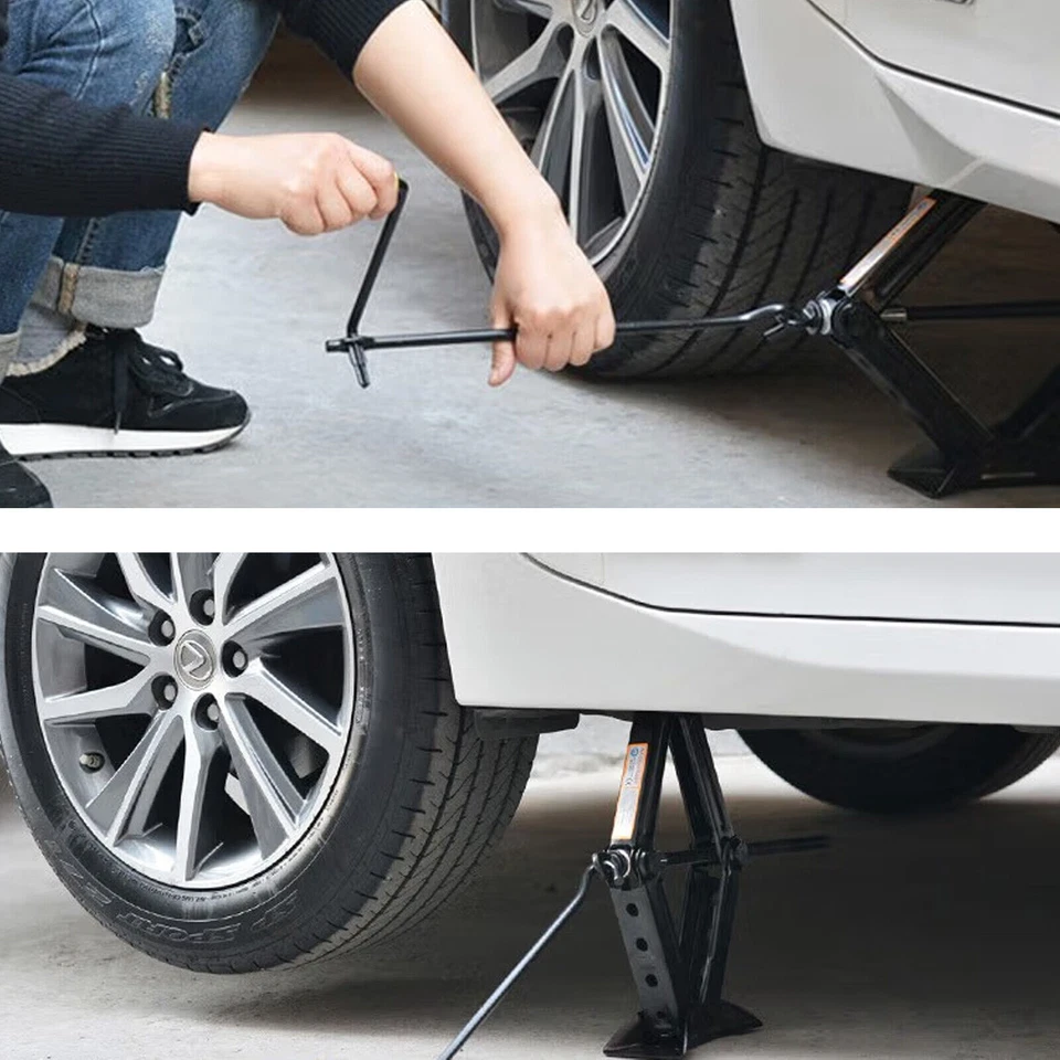 Herramienta de manivela con mango de gato de tijera de 2 toneladas para cambio rápido de rueda de neumático de garaje furgoneta de coche Foto 2 de 4