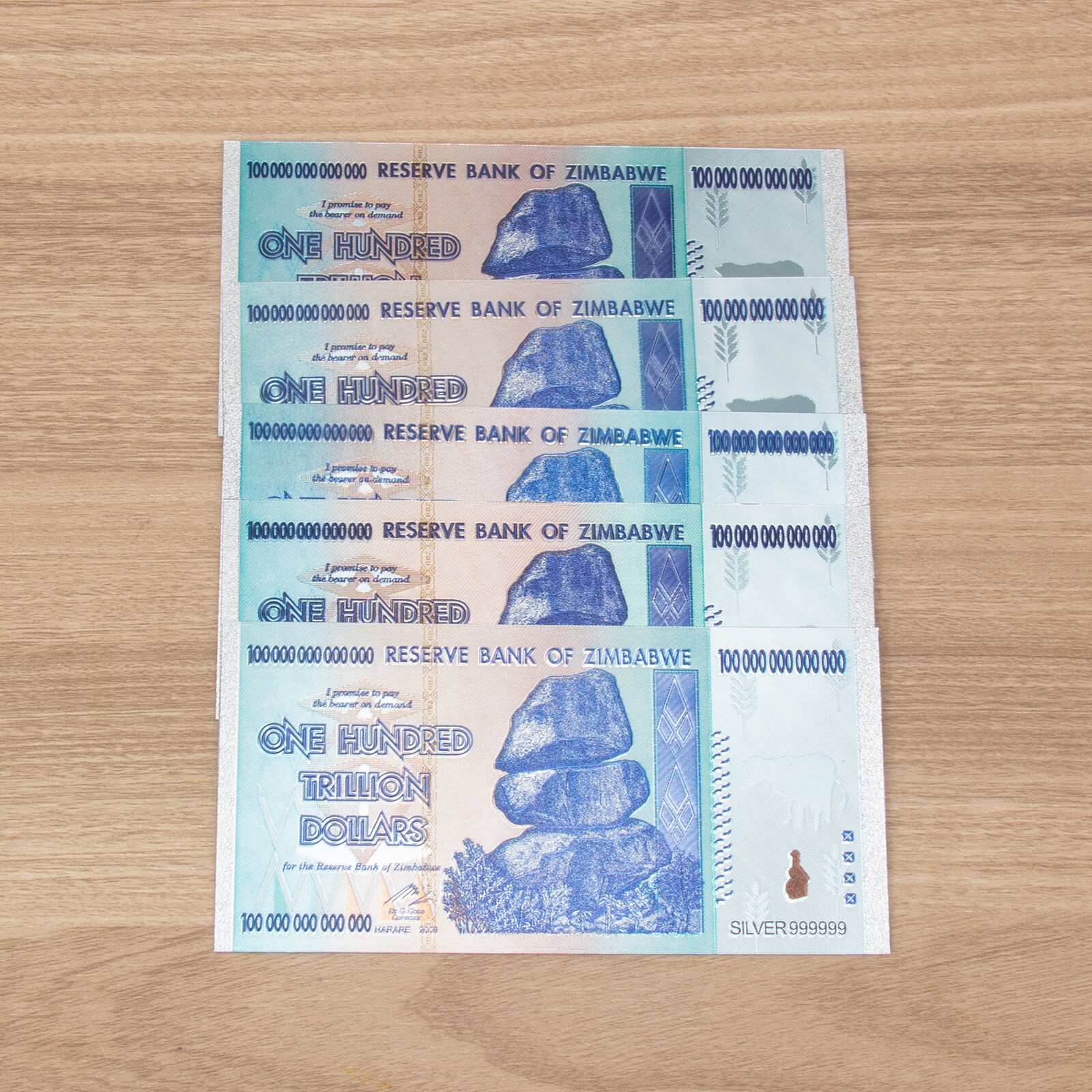 5Pcs/set New Zimbabwe 100 trillion Dollar! Banknotes NonCirculation US