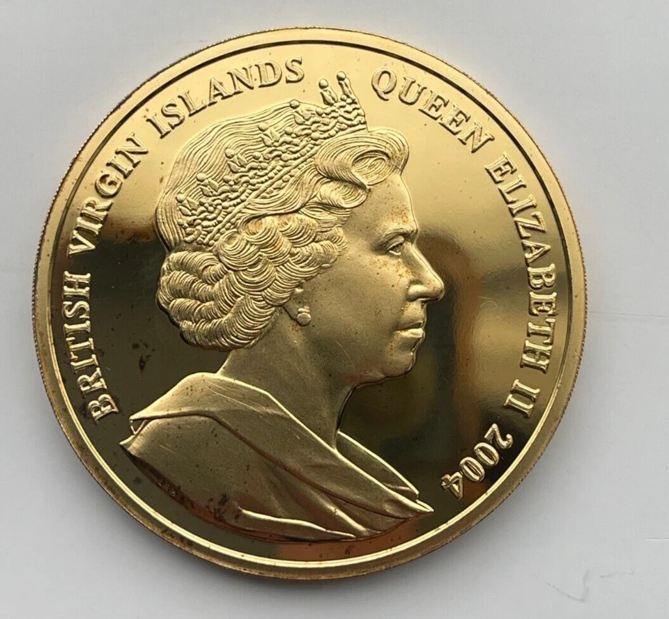 Islas Vírgenes Británicas 2004 BVI $20 veinte dólares plata chapada en oro prueba Foto 2 de 2