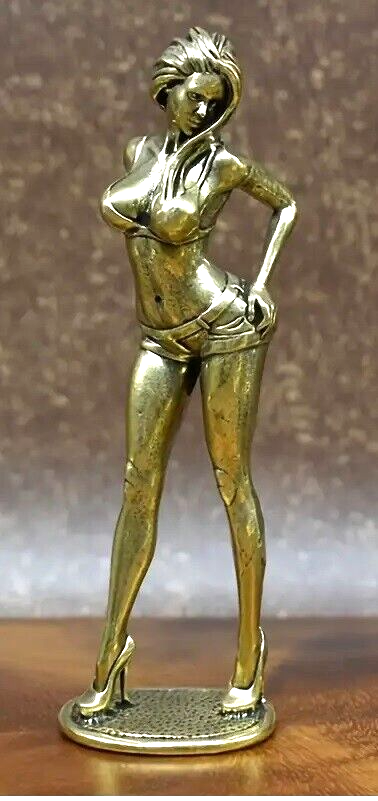 Brass Sexy Girl Figurine 4.25