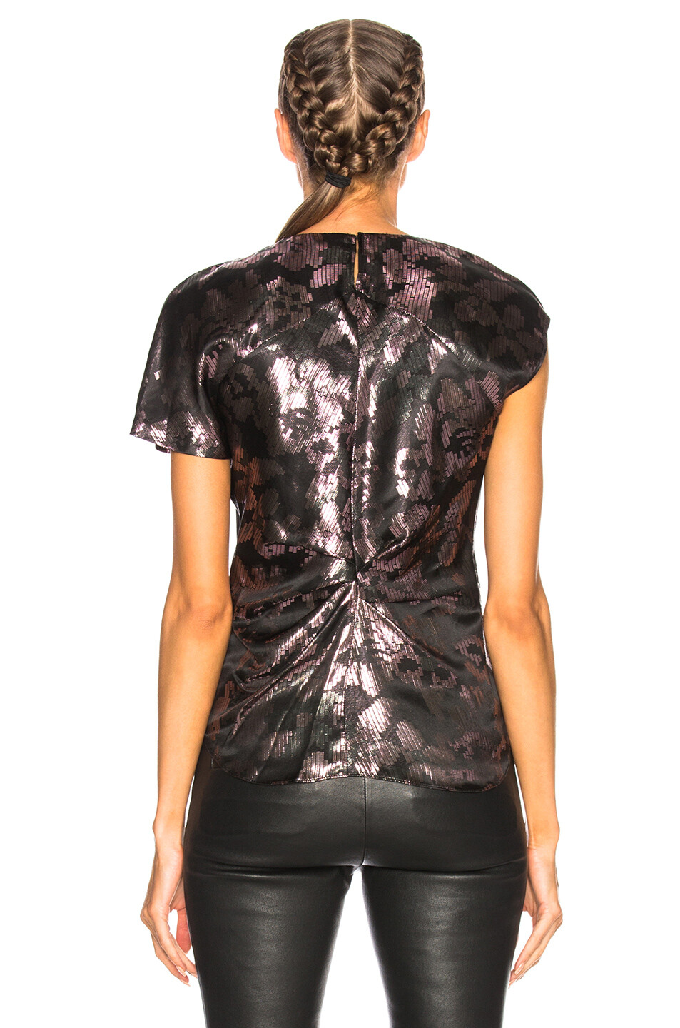 Isabel Marant Malo Metallic Silk Top / Black, Pink / RRP: £520.00 image 9