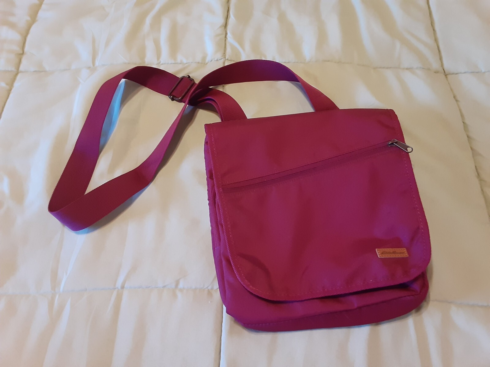 Eddie Bauer Travel Gear Burgundy Crossbody Purse Bag Zippers Compartments eBay