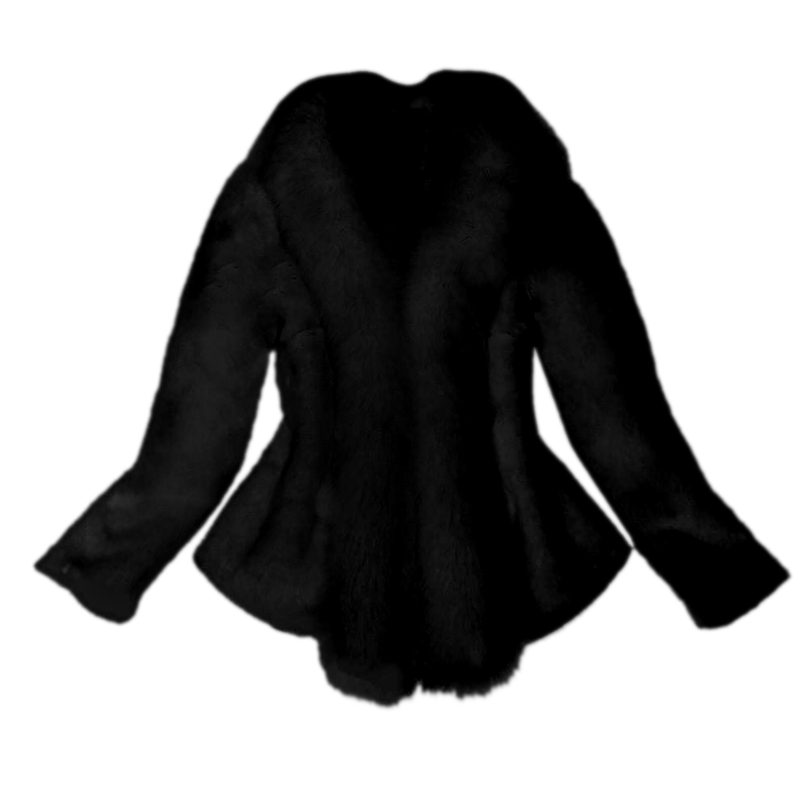 Womens Faux Fur Collar Shawl Winter Warm Fluffy Short Coat Jacket Parka