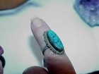 Antique Sterling Silver Mexico Kingman Oval Turquoise Ring Size 5.5 Vintage  — photo 5