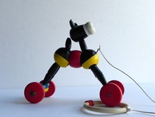 40s 50s Vintage Articulating Wooden Horse Pull Toy Fantastic Restrung Condition