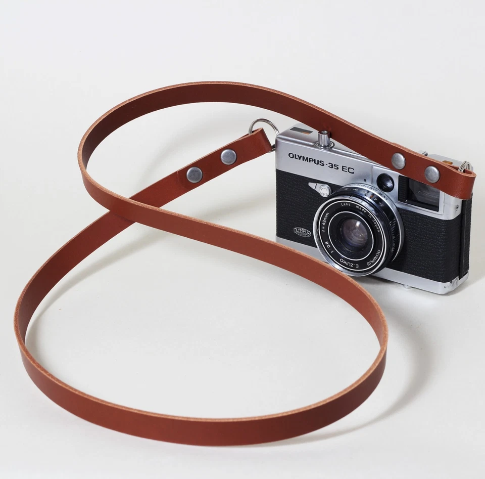 Leather Camera Strap - Thin Shoulder or Neck Strap Black Brown Short Long - Image 2 of 4