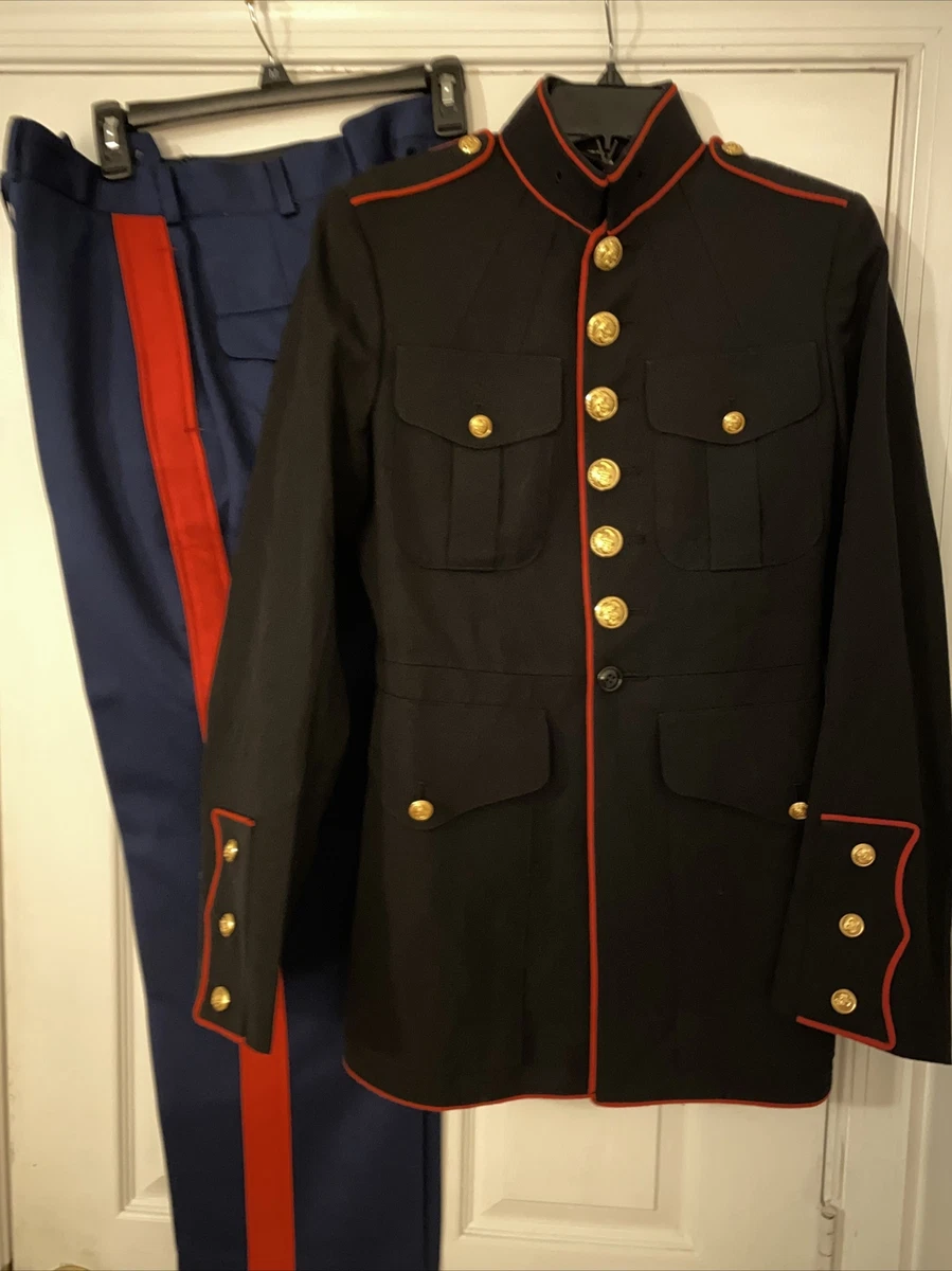 US Marines USMC Enlisted Dress Blue Male Jacket Coat Size 36 Reg u0026 Pants |  eBay