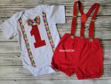 Niño 1er Cumpleaños Smash Conjunto Circo Body Tirantes Ropa Plim Plim Payaso