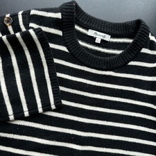 Madewell Women's Size SMALL Striped Long Sleeve Sweater Dress Tunic Button Wool