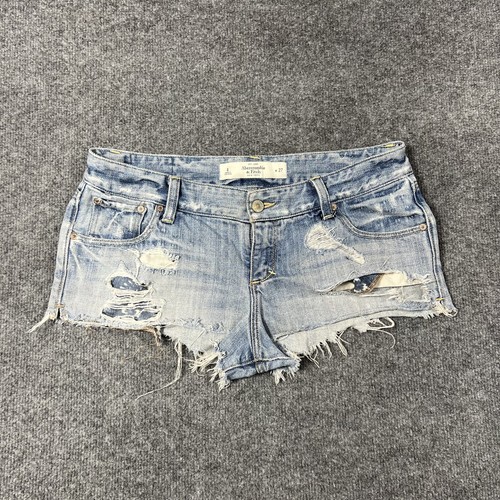Vintage Abercrombie & Fitch Shorts Womens 4 27 Blue Distressed Low Rise Y2K