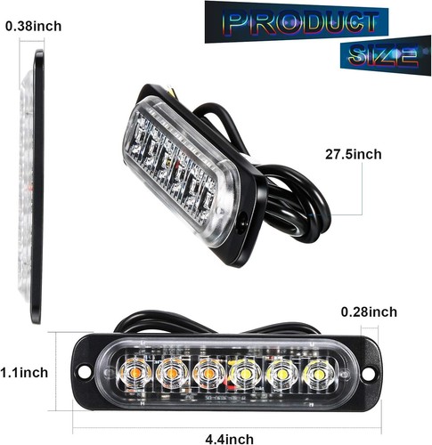 Waterproof Amber Strobe Lights - 12 LED Emergency Warning Light Set for Trucks - Foto 4 di 9