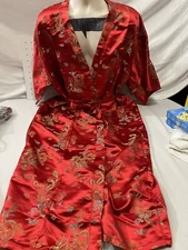 Lotus Authentic Japanese  Kimono Red One Size Women Long 90.00 Brand New