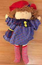 Eden DOLL 19" soft plush w/red hat blue dress