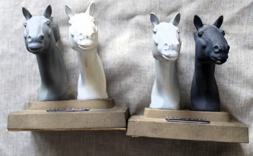 Pair Vintage Horse Head Statues Cast Metal Mid-Century Equestrian Decor METCO - Picture 10 of 11