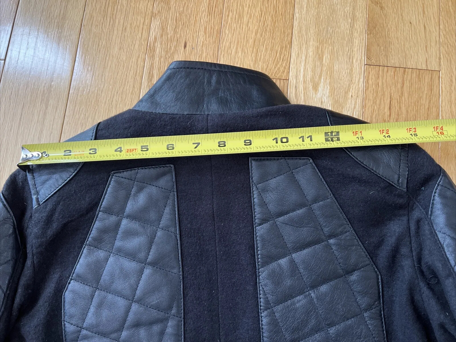 Rare Women'S Black Quilted Biker Genuine Leather Jacket with Wool Accent Small image 7