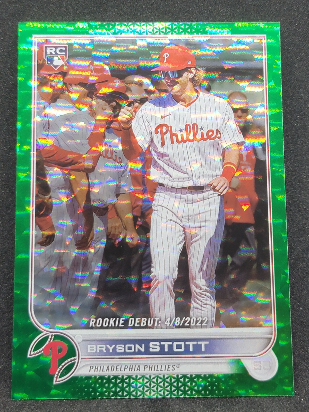 2022 Topps Update Bryson Stott Rookie Debut Green Foil /499 Phillies #US255Â ^8n