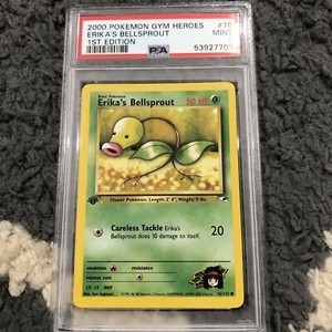 Pokemon TCG 2000 Gym Heroes 75 Erika's Bellsprout 1st Edition PSA MINT 9 #2