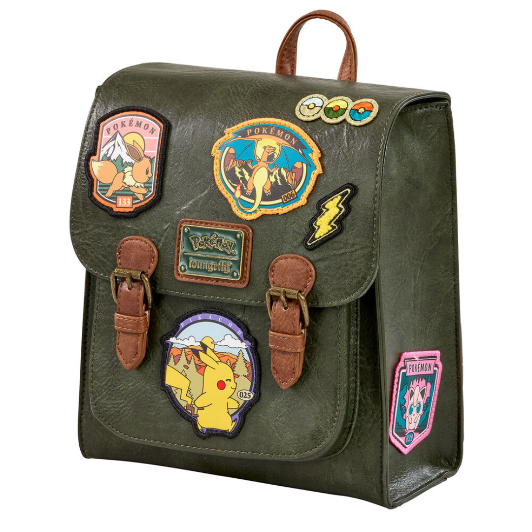Mochila Pokémon Loungefly Verde con Parche de Pikachu, Eevee, Loungefly