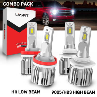 LASFIT H11/9005 LED Headlight Bulbs High/Low Beam Super Brigth White 6000K