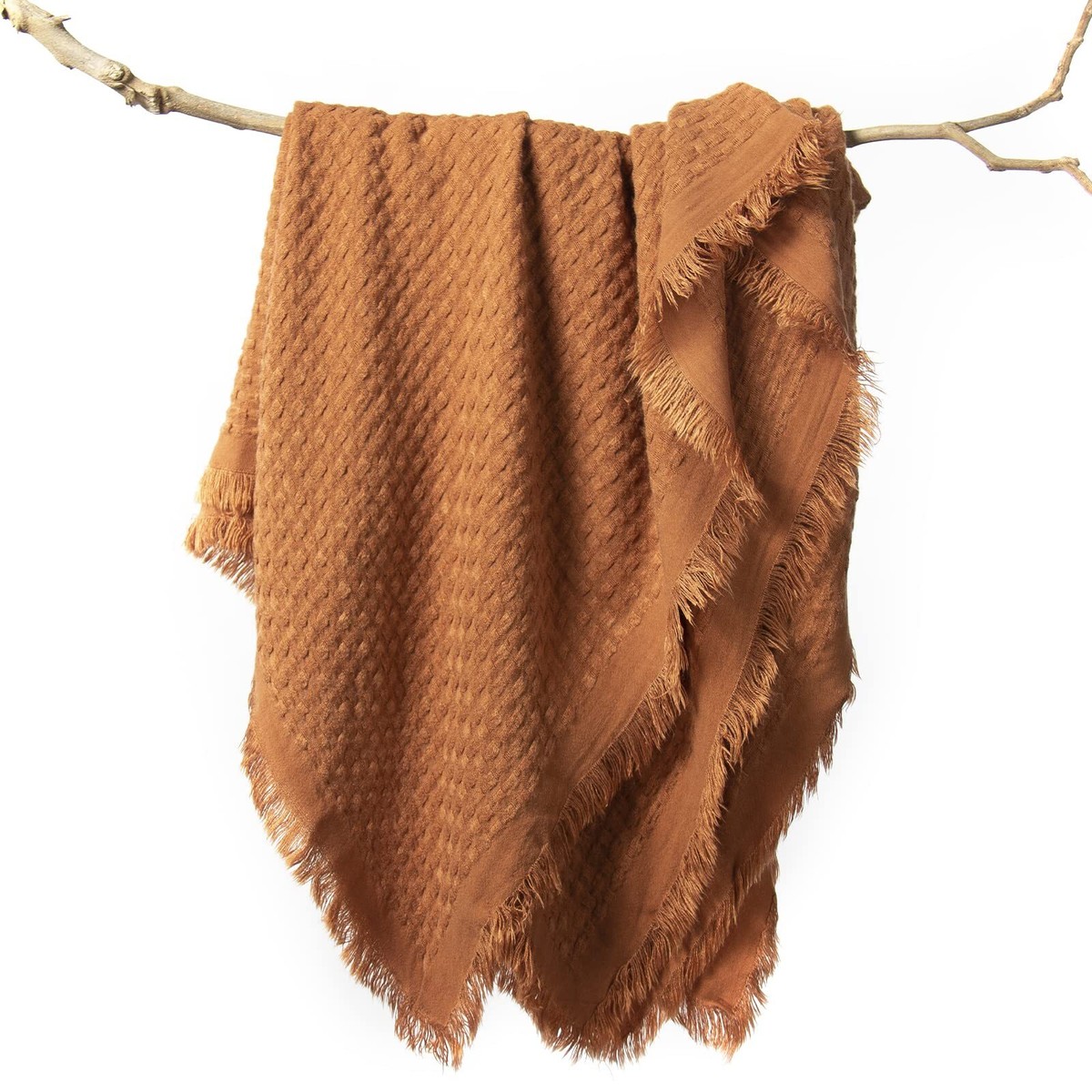 lifein Fall Throw Blanket for Couch-Soft Burnt Orange Boho Bed Throw 