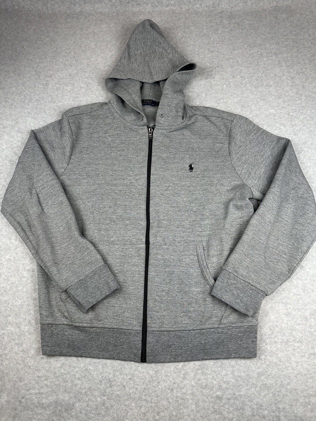 Polo Ralph Lauren felpa con cappuccio uomo grande grigio blu pony full zip felpa casual *