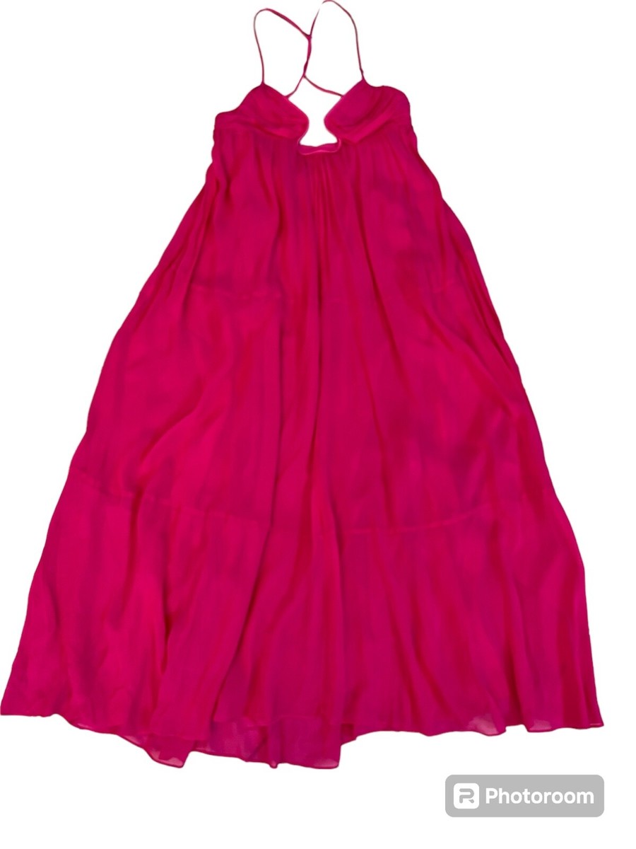 overdue flair★韓国★人気★LOW WAIST CONTRAST MAXI DRESS 2色 NWT Zara Viscose Wire Top support Hot Pink Lined Baby Doll