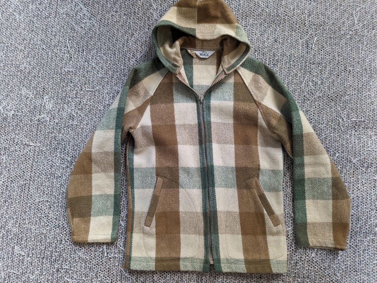 VINTAGE 70's Woolrìch Pullover Buffalo vintage WOOLRICH full zip HOODED jacket S buffalo plaid WOOL