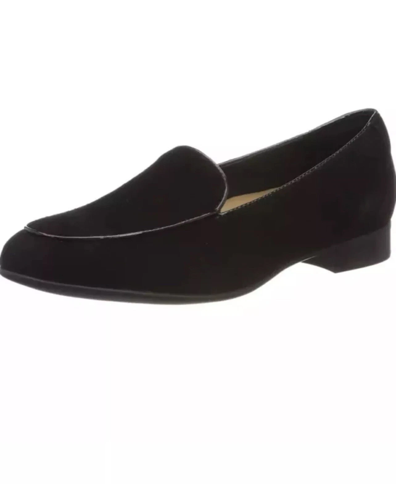 Scarpe mocassino Clarks UN Blush Ease da donna in camoscio nero tinta unita 4 D