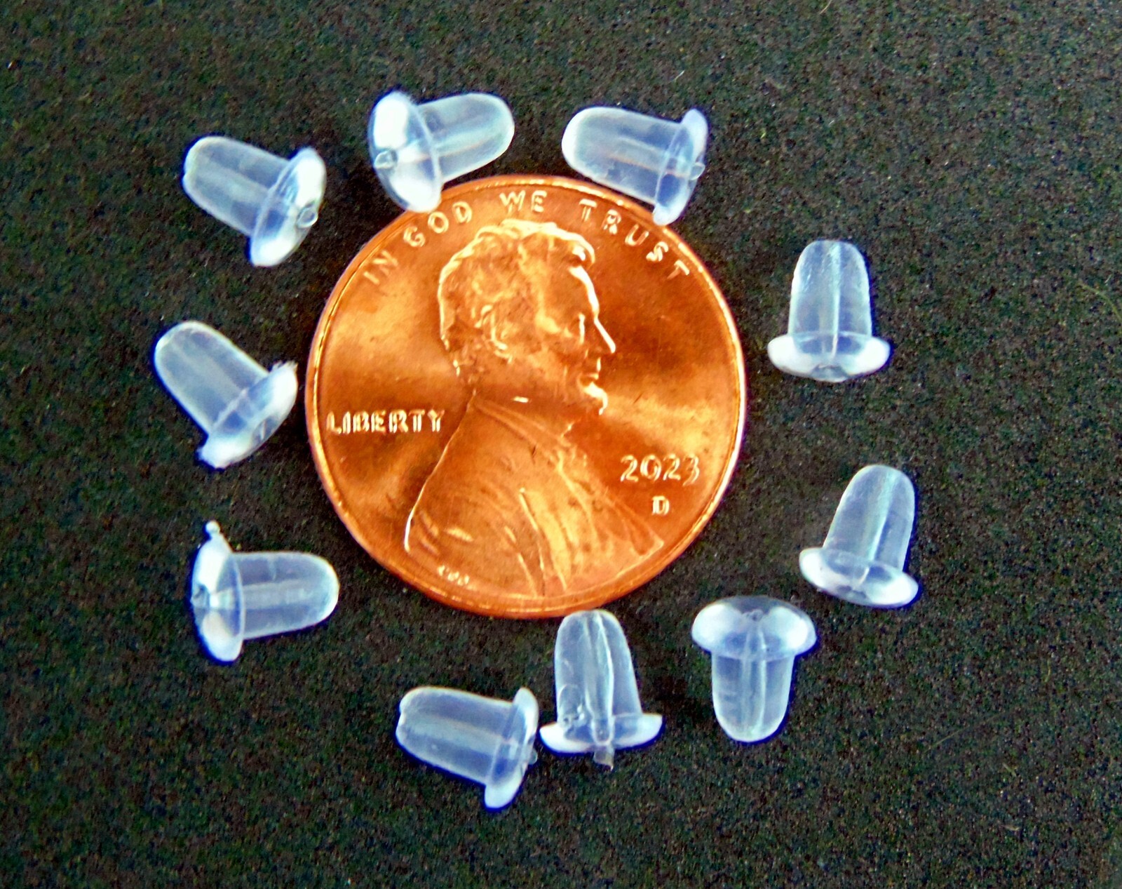 100 Small EAR Earring NUTS Keepers Backs ~ Soft Clear Bell Bullet Shape 4x5mm