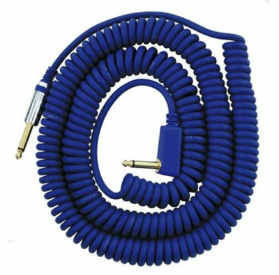 Vox VCC 9m Vintage Spiralkabel/Leitung mit Tragetasche, blau. VCC090BL