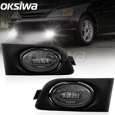 Led Fog Lights For 2001-2003 Honda Civic 24dr Clear Lens Front Bumper Lamps