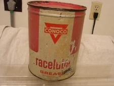 CONOCO RACELUBE 10 LB GREASE CAN VINTAGE EMPTY HOUSTON TEXAS